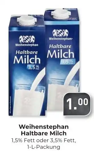 Hieber's Frische Center Weihenstephan Haltbare Milch 1 L Packung Angebot