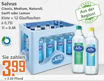 Klaas und Kock Salvus Classic, Medium, Naturell, Sanf oder Lemon Kiste=12 Glasflaschen Angebot