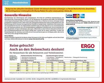 Penny Reisen Generelle hinweise Angebot