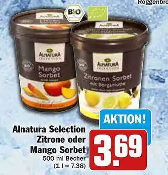 AEZ Alnatura selection zitrone oder mango sorbet Angebot