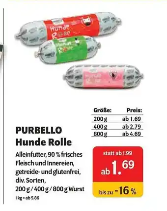 Das Futterhaus Purbello hunde rolle Angebot