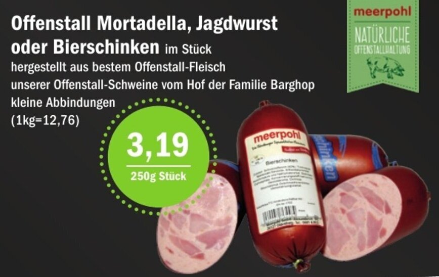 Offenstall Mortadella, Jagdwurst oder Bierschinken 250g Stück Angebot