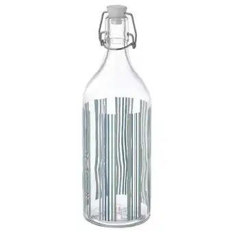 IKEA Korken flasche mit verschluss klarglas/gemustert blau/grün 1 l Angebot