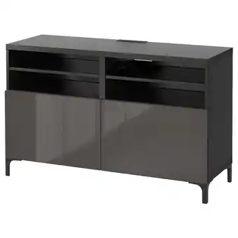 IKEA Bestå tv-bank mit türen schwarzbraun/selsviken hochglanz/grau 120x40x74 cm Angebot