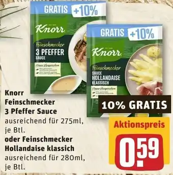 REWE Knorr Feinschmecker 3 Pfeffer Sauce oder Hollandaise klassich Angebot