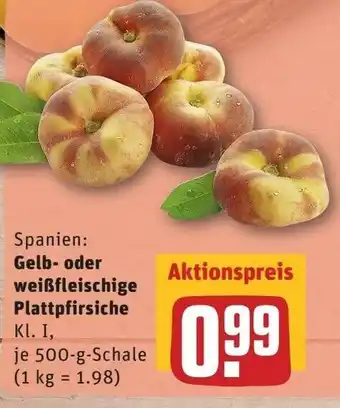 REWE Gelb oder Weißfleischige Plattpfirsiche 500g Angebot