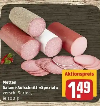 REWE Metten Salami Aufschnitt Spezial 100g Angebot