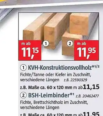 Bauhaus Kvh-konstruktionsvollholz oder bsh-leimbinder Angebot