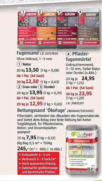 Bauhaus Fugensand, bettungssand „okofuge“ oder pflasterfugenmörtel Angebot