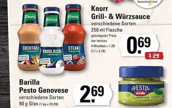 Edeka Knorr grill & würzsauce, barilla pesto genovese Angebot