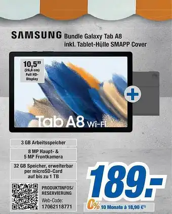 Expert Bening Samsung bundle galaxy tab a8 inkl. tablet-hülle smapp cover Angebot