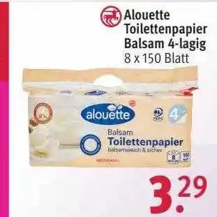 Rossmann Alouette toilettenpapier balsam 4-lagig Angebot