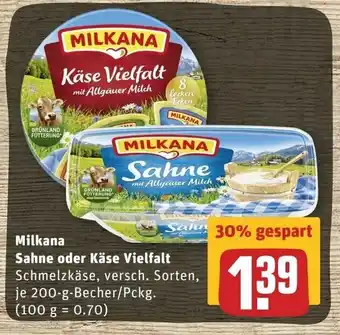 REWE Milkana Sahne oder Käse Vielfalt 200g Angebot