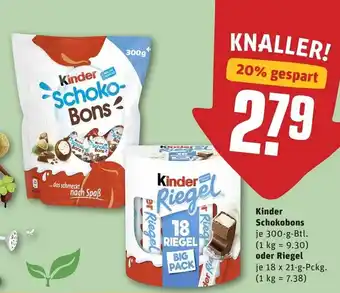 REWE Kinder Schokobons 300g oder Riegel 18x21g Angebot
