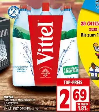 Elli Markt Vittel Natürliches Mineralwasser 6x1,5L Angebot