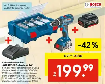 Hellweg Bosch Akku Bohrschrauber ,,GSR 18V-28 Professional Set" Angebot