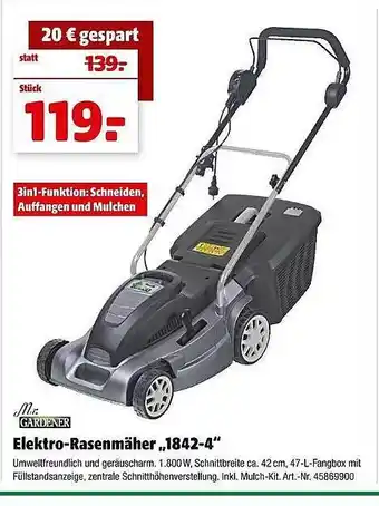 Hagebau Mr gardener elektro-rasenmäher „1842-4” Angebot