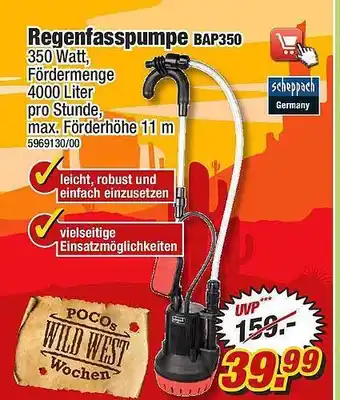 Poco Regenfasspumpe bap350 scheppach Angebot