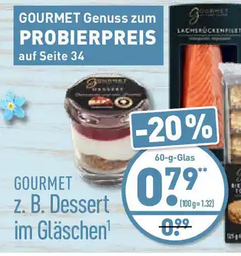 Aldi Nord Gourmet z.B. Dessert im Gläschen 60g Glas Angebot