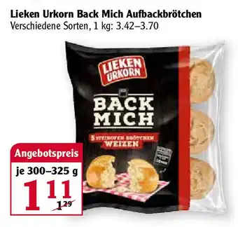 Globus Lieken Urkorn Back Mich Aufbackbrötchen 300-325g Angebot
