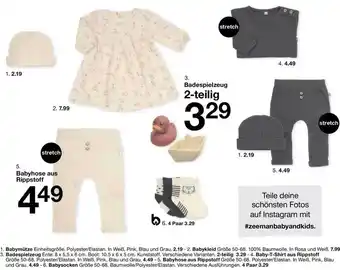 Zeeman Babymütze, babykleid, badespielzeug, baby-t-shirt aus rippstoff, babyhose aus rippstoff, babysocken, paar Angebot