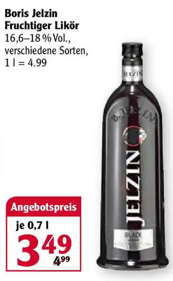 Globus Boris Jelzin Fruchtiger Likör 0,7L Angebot