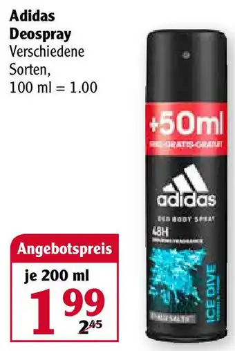 Globus Adidas Deospray 200ml Angebot