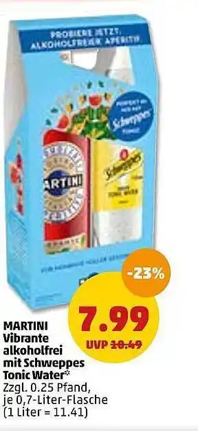 PENNY Martini vibrante alkoholfrei mit schweppes tonic water Angebot