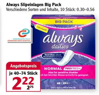 Globus Always Slipeinlagen Big Pack Angebot