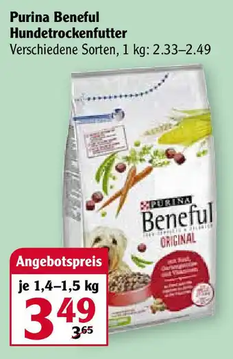 Globus Purina Beneful Hundetrockenfutter 1,4-1,5kg Angebot