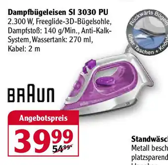 Globus Braun Dampfbügeleisen SI 3030 PU Angebot