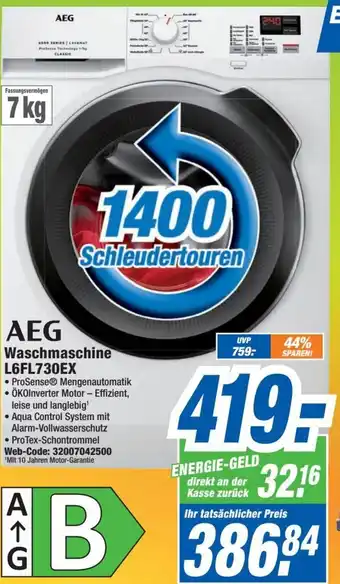 Expert AEG Waschmaschine L6FL730EX 7 kg Angebot