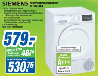 Expert Siemens Wärmepumpentrockner WT45R4A1 Angebot