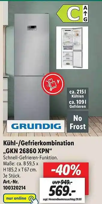 Lidl Grundig kühl--gefrierkombination „gkn 26860 xpn“ Angebot