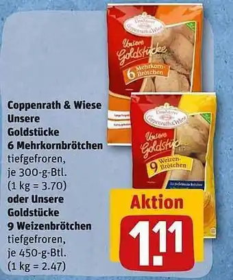 REWE Coppenrath & wiese unsere goldstücke - mehrkornbrötchen oder unsere goldstücke 9 weizenbrötchen Angebot