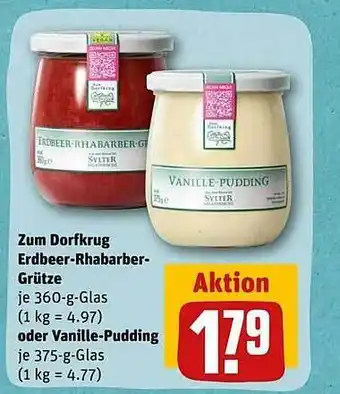 REWE Zum dorfkrug erdbeer-rhabarber-grütze oder vanille-pudding Angebot