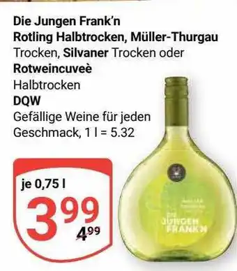 Globus Die jungen frank'n rotling halbtrocken, müller-thurgau, silvaner oder rotweincuveè dqw Angebot