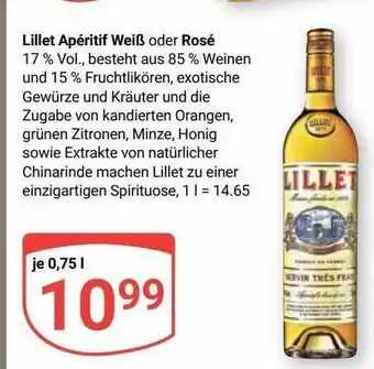 Globus Lillet apéritif weiß oder rosé Angebot