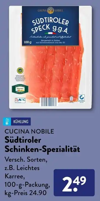 Aldi Süd Cucina Nobile Südtiroler Schinken Spezialität 100 g Packung Angebot