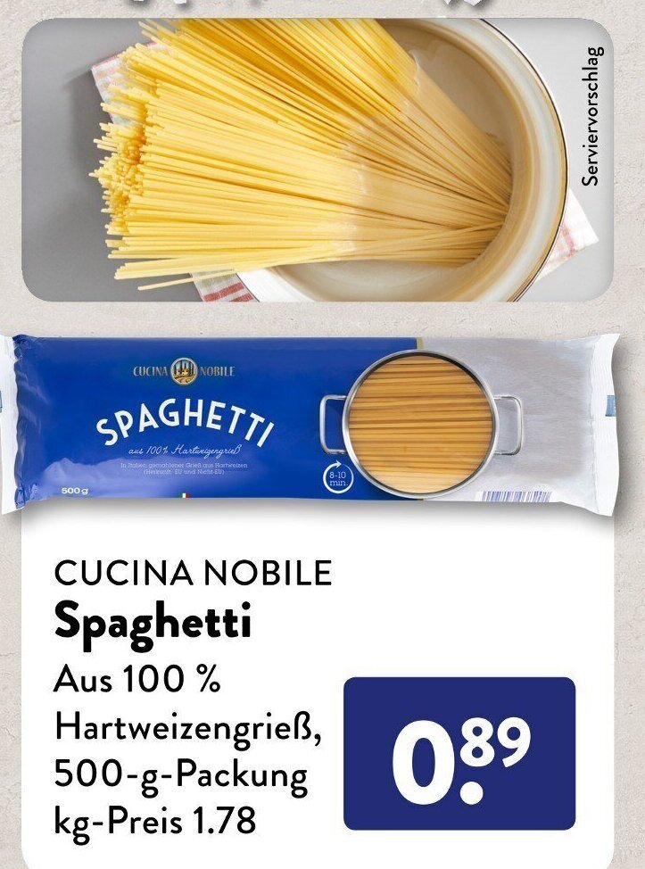 Cucina Nobile Spaghetti 500 g Packung Angebot bei Aldi Süd