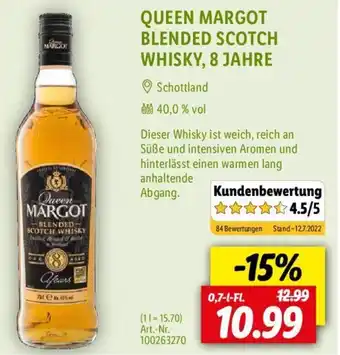 Lidl Queen Margot Blended Scotch Whisky, 8 Jahre 0,7 L-Fl. Angebot