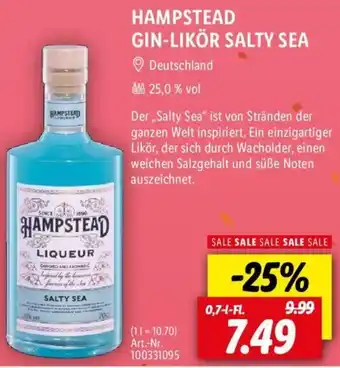 Lidl Hampstead Gin Likör Salty Sea 0,7 L-Fl. Angebot