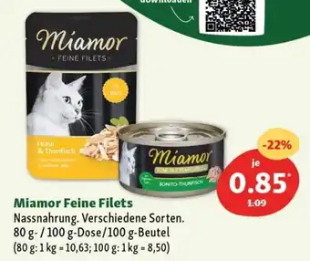 Fressnapf Miamor Feine Filets Nassnahrung 80 g/100 g Dose/100 g Beutel Angebot