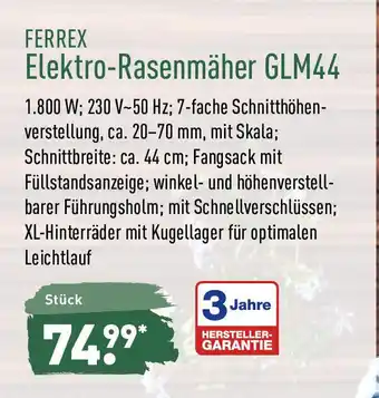 Aldi Nord Ferrex Elektro Rasenmäher GLM44 Angebot