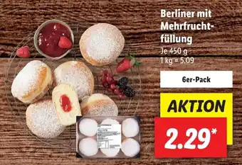 Lidl Berliner mit Mehrfruchtfullung 6 st Angebot