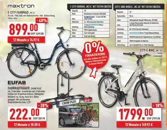 Marktkauf Maxtron e-city-fahrrad oder eufab fahrradträger Angebot