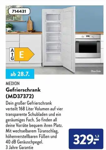 Aldi Nord Medion gefrierschrank md37372 Angebot