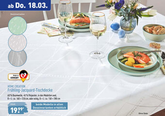 Aldi Nord Home Creation Frühling Jacquard Tischdecke Angebot