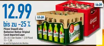 diska Pilsner Urquell o. Budweiser Budvar 20*500ml Angebot