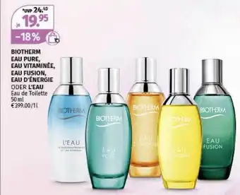 Müller Biotherm eau pure, eau vitaminée, eau fusion, eau d'energie oder l'eau eau de toilette Angebot